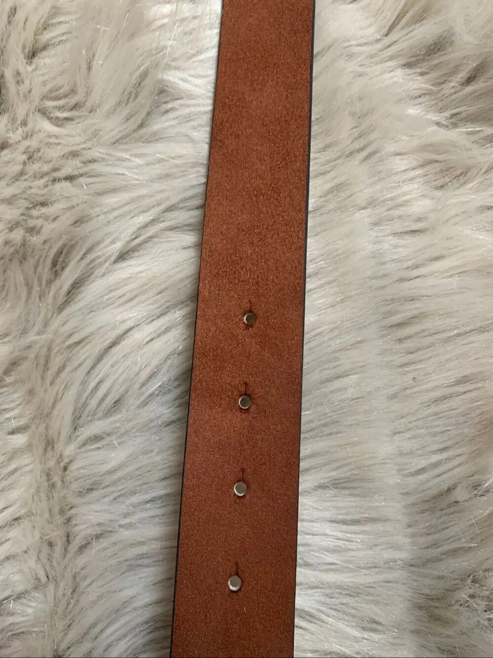 NWT H&M Women's Faux Suede Double Gold Circle Buckle Wide Belt Brown Size XL